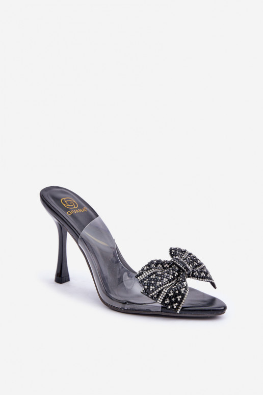 Transparente sandálias com salto fino Com brilhante Arco cor preta Viosta Transparente sandálias com salto fino Com brilhante Arco cor preta Viosta