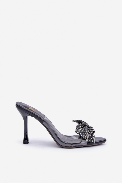 Transparente sandálias com salto fino Com brilhante Arco cor preta Viosta Transparente sandálias com salto fino Com brilhante Arco cor preta Viosta