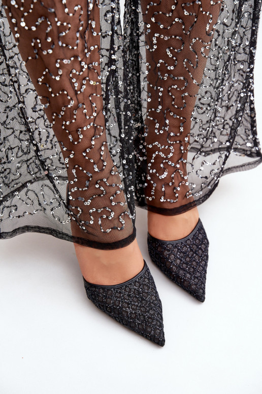 sapatos de salto alto com salto aberto Ozdobione com brilhoem cor preta Berilae sapatos de salto alto com salto aberto Ozdobione com brilhoem cor preta Berilae