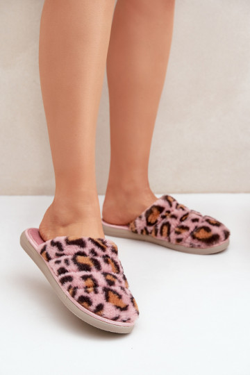 com um casaco de pele Chinelos Feminino com padrões de pele de leopardo Inblu EK000008 cor rosa 2