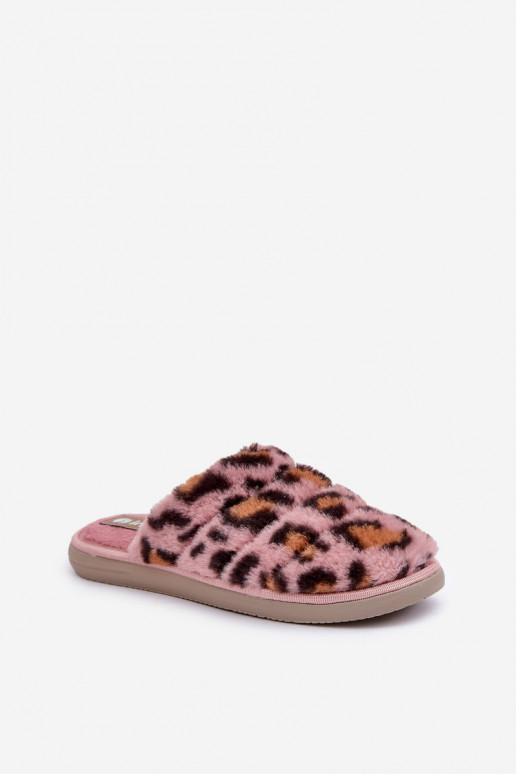 Chinelos femininos com pelagem e padrão de pele de leopardo Inblu EK000008 na cor rosa