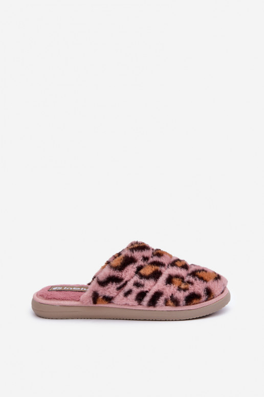 Chinelos femininos com pelagem e padrão de pele de leopardo Inblu EK000008 na cor rosa