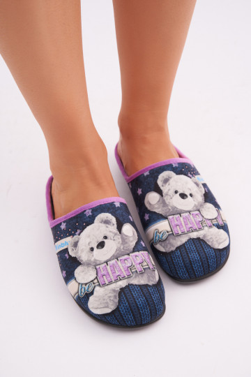 sapato caseiro Feminino Chinelos Com Urso Inblu GF000025 azul escuro 2