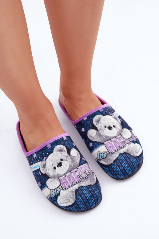 sapato caseiro Feminino Chinelos Com Urso Inblu GF000025 azul escuro sapato caseiro Feminino Chinelos Com Urso Inblu GF000025 azul escuro