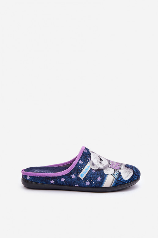 sapato caseiro Feminino Chinelos Com Urso Inblu GF000025 azul escuro sapato caseiro Feminino Chinelos Com Urso Inblu GF000025 azul escuro