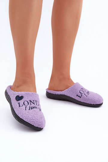 Chinelo Feminino Typu Baranek Inblu ET000027 roxo com detalhe em pelúcia