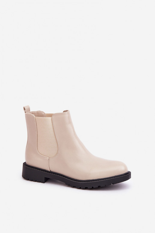 botas elegantes Feminino com salto largo bege Selanna botas elegantes Feminino com salto largo bege Selanna