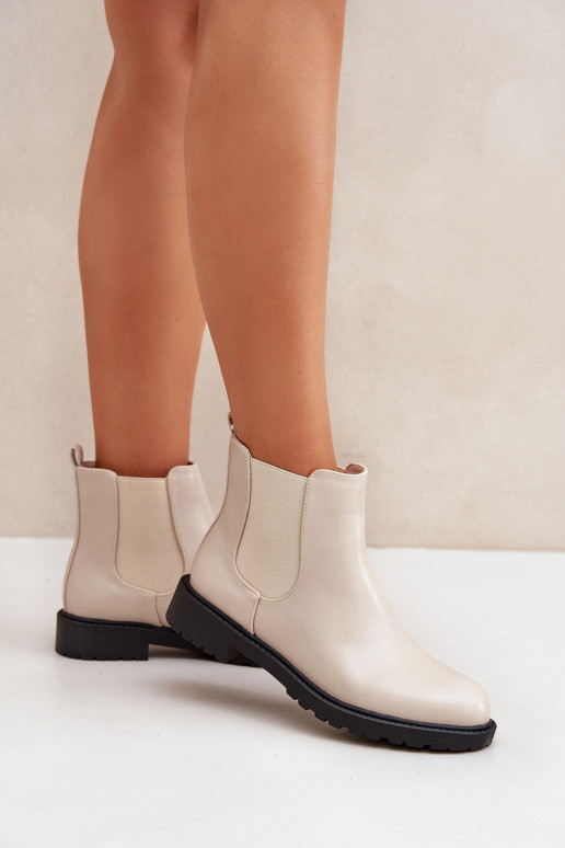 botas elegantes Feminino com salto largo bege Selanna botas elegantes Feminino com salto largo bege Selanna