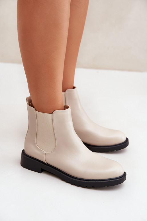 botas elegantes Feminino com salto largo bege Selanna botas elegantes Feminino com salto largo bege Selanna