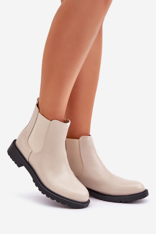 botas elegantes Feminino com salto largo bege Selanna botas elegantes Feminino com salto largo bege Selanna