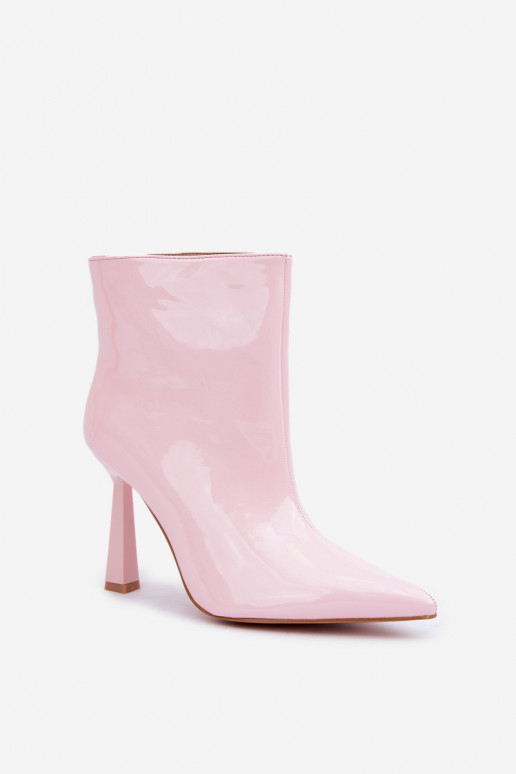 Botas de Salto com Efeito Laqueado Szpice modelo Slip-On em tom rosa claro Seliri