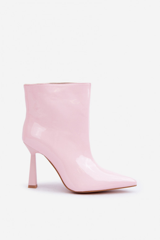 Botas de Salto com Efeito Laqueado Szpice modelo Slip-On em tom rosa claro Seliri