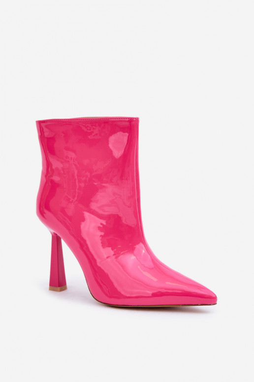 Botas de Salto com Efeito Laqueado Szpice modelo Slip-On rosa Seliri
