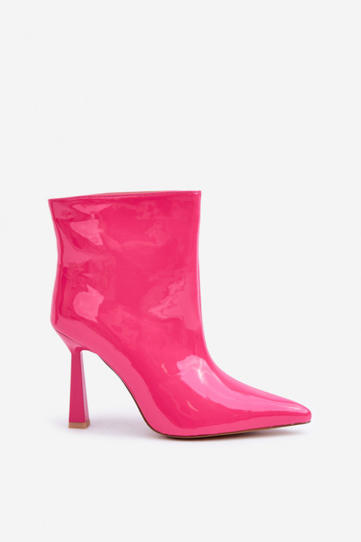 Botas de Salto com Efeito Laqueado Szpice modelo Slip-On rosa Seliri