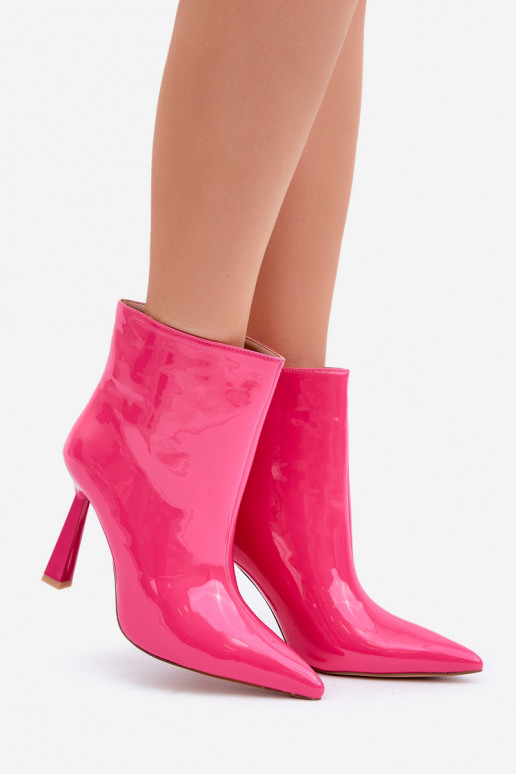 Botas de Salto com Efeito Laqueado Szpice modelo Slip-On rosa Seliri