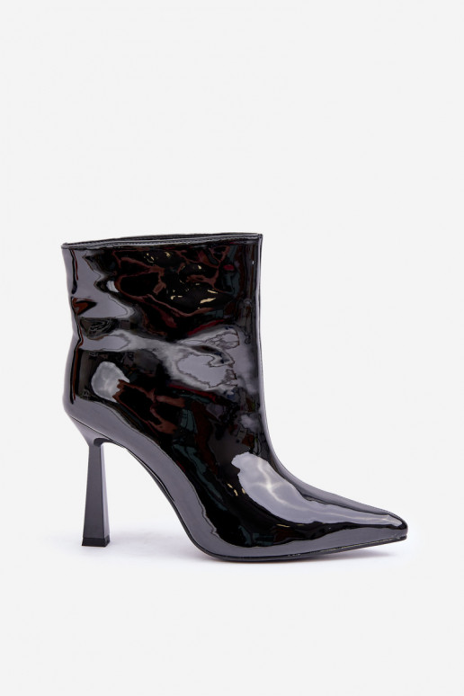 com efeito verniz Botas Habilitado Szpice Um modelo atraente cor preta Seliri