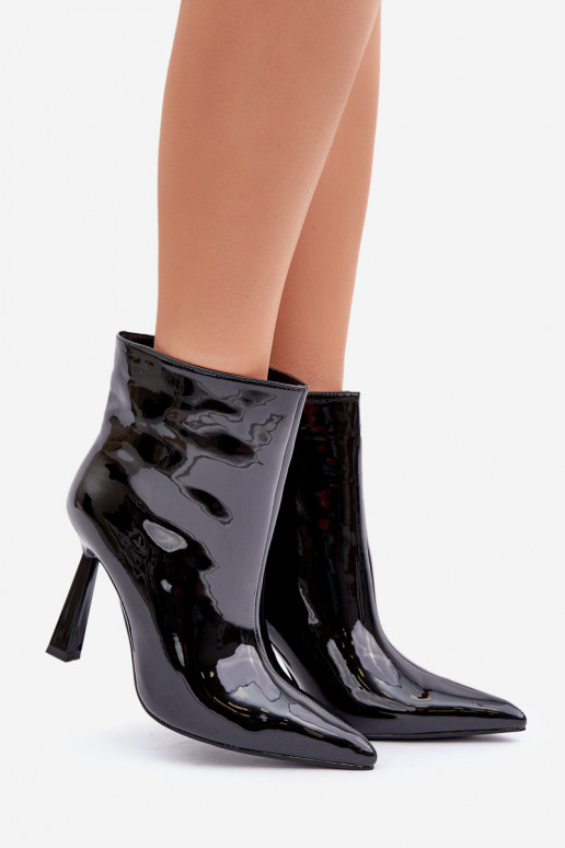 com efeito verniz Botas Habilitado Szpice Um modelo atraente cor preta Seliri