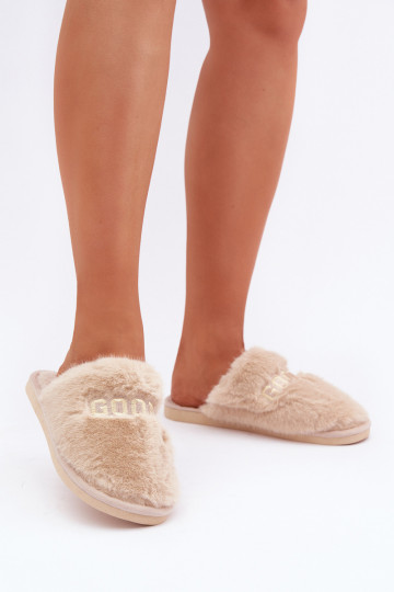 Chinelo feminino com pelúcia I Įjungtapisem na cor areia Kalelia 2