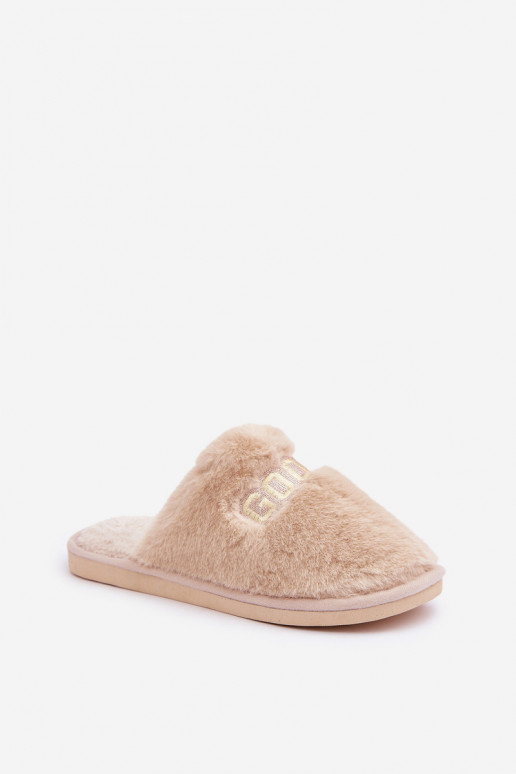 Chinelo feminino com pelúcia I Įjungtapisem na cor areia Kalelia