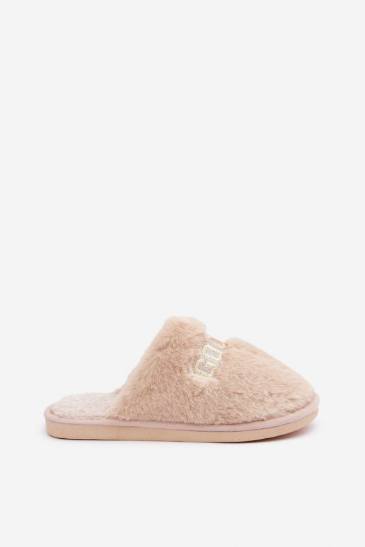 Chinelo feminino com pelúcia I Įjungtapisem na cor areia Kalelia