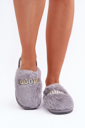 Chinelo feminino com pelúcia I Įjungtapisem na cor cinza Kalelia