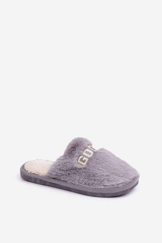 Chinelo feminino com pelúcia I Įjungtapisem na cor cinza Kalelia