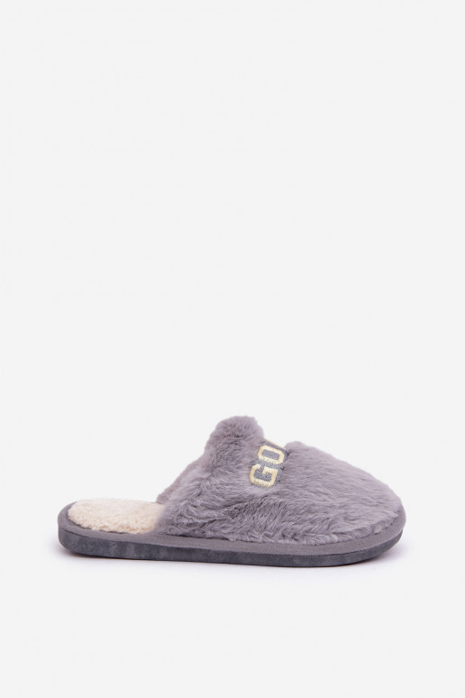 Chinelo feminino com pelúcia I Įjungtapisem na cor cinza Kalelia