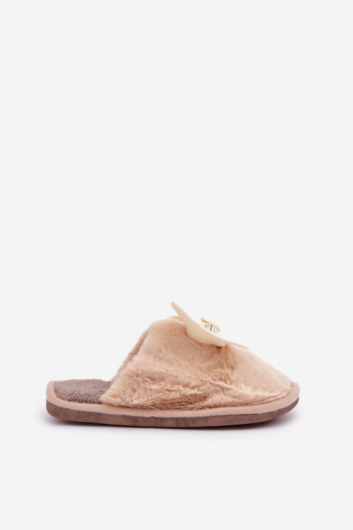 Chinelo feminino com pelinho I Lankas na cor areia Olfedi