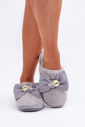 Chinelos Feminino com um casaco de pele I Arco cor cinza Olfedi
