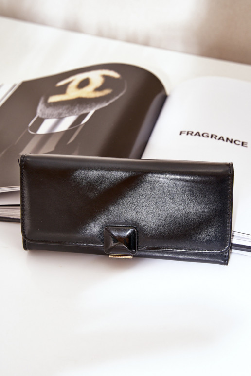 Eko Couro Gładki Carteira feminina cor preta Erolia