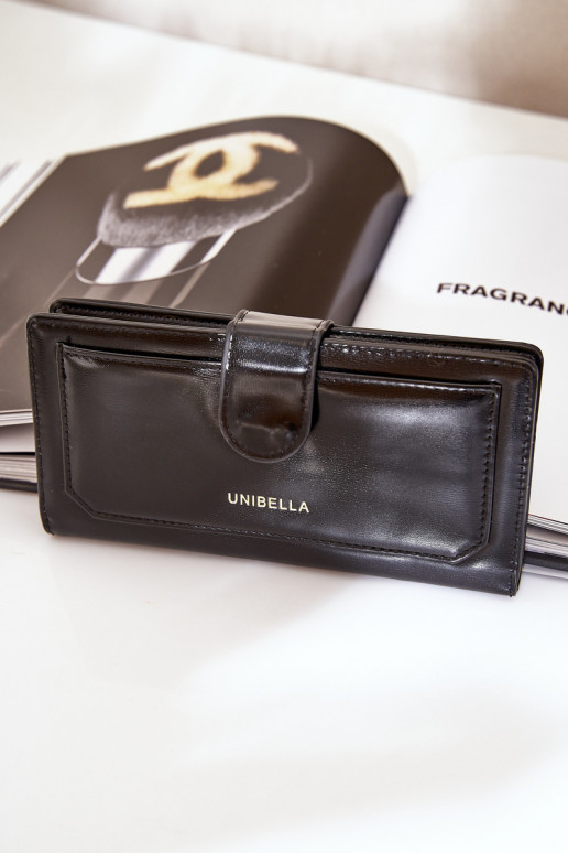 Carteira feminina de couro ecológico cor preta Kalinessa