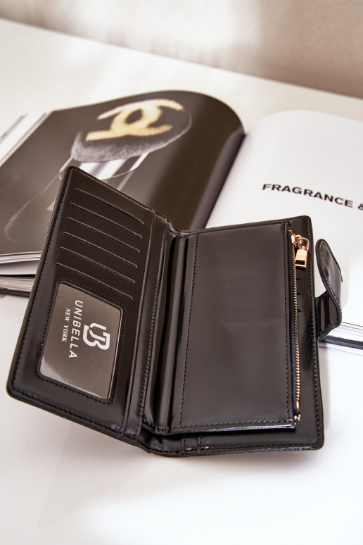 Carteira feminina de couro ecológico cor preta Kalinessa