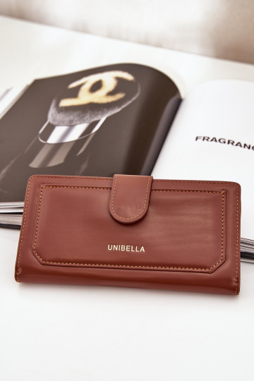 Carteira feminina de couro ecológico cor marrom Kalinessa