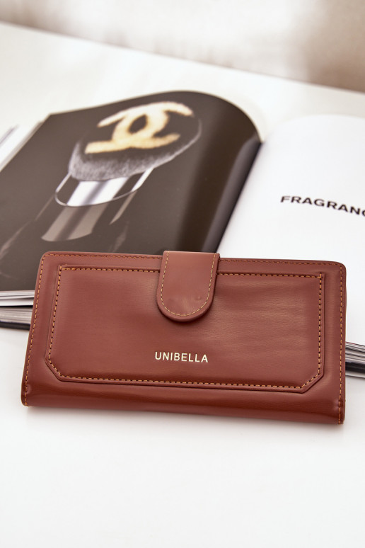 Carteira feminina de couro ecológico cor marrom Kalinessa