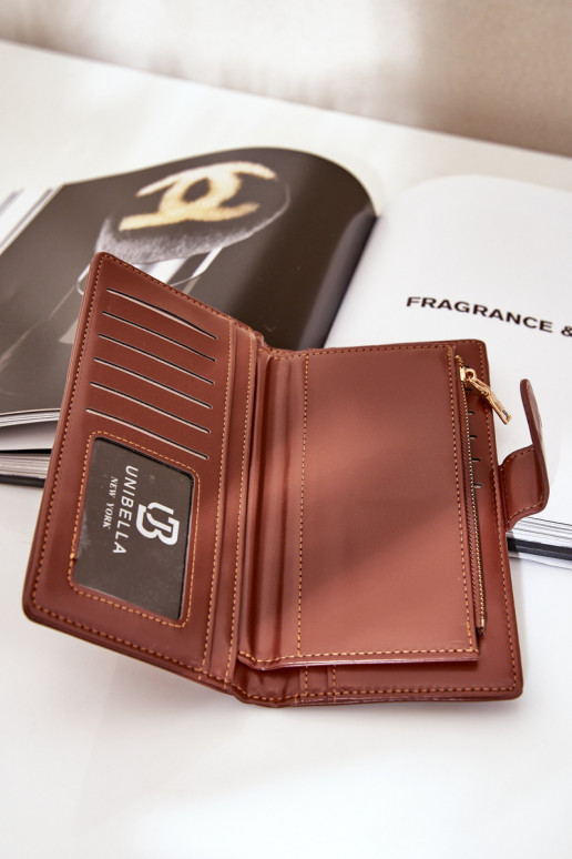 Carteira feminina de couro ecológico cor marrom Kalinessa