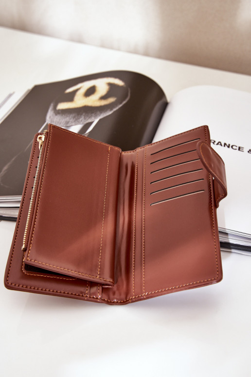 Carteira feminina de couro ecológico cor marrom Kalinessa