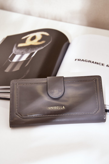 Carteira feminina de couro ecológico cor cinza Kalinessa