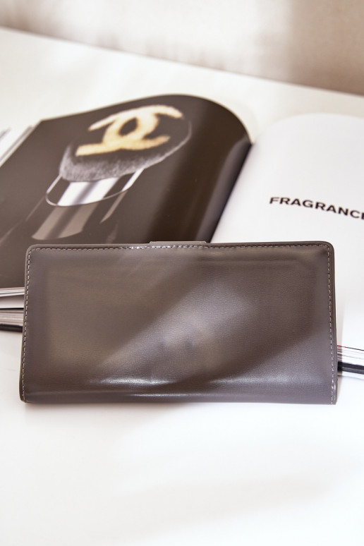 Carteira feminina de couro ecológico cor cinza Kalinessa Carteira feminina de couro ecológico cor cinza Kalinessa