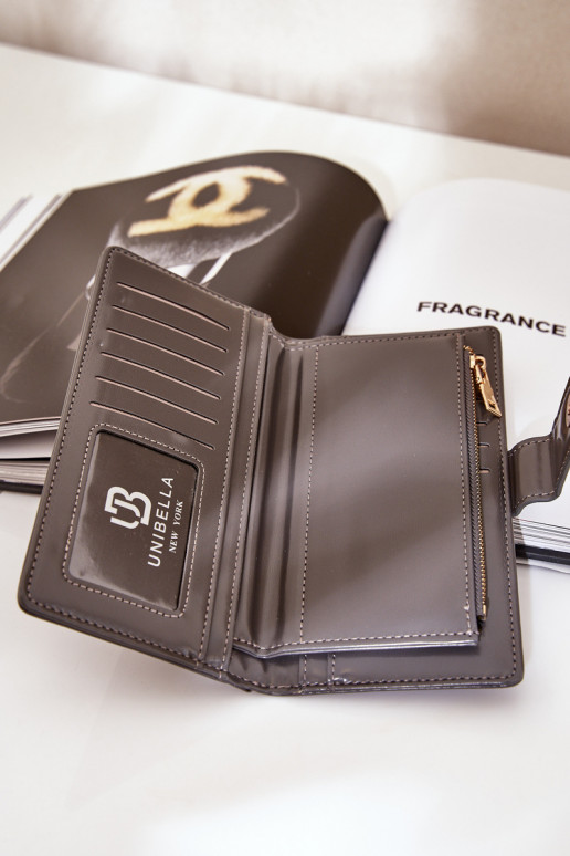 Carteira feminina de couro ecológico cor cinza Kalinessa Carteira feminina de couro ecológico cor cinza Kalinessa