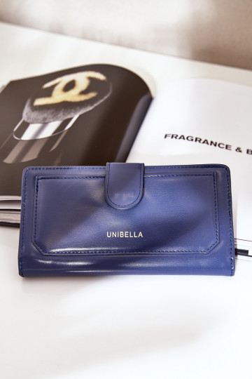 Carteira feminina de couro ecológico azul escuro Kalinessa