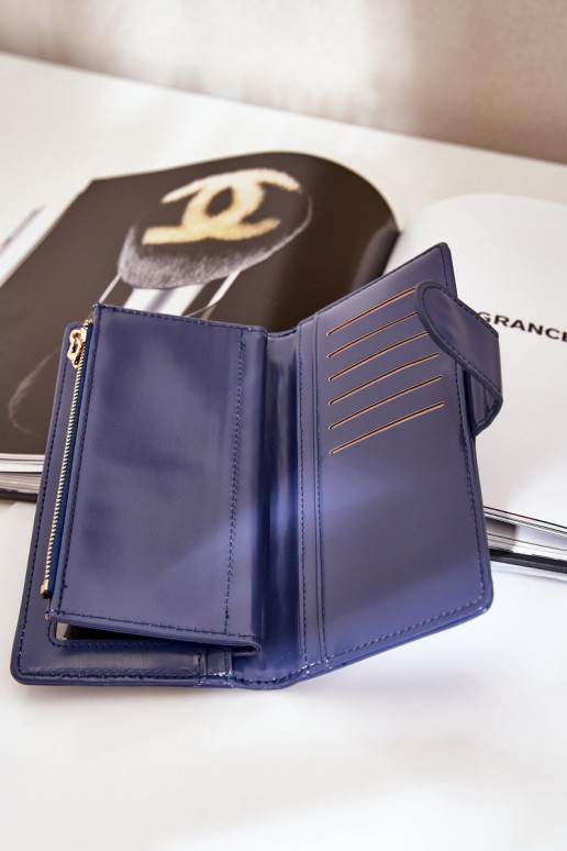 Carteira feminina de couro ecológico azul escuro Kalinessa