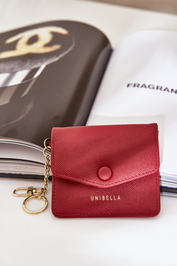 Etui Habilitado Karty Ze cor douradam Brelokiem de couro ecológico Borgonha Iritinme