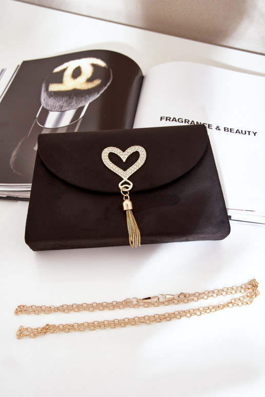 Portátil tipo de envelope Com decorações com coraçõesm de camurça ecológicaoParaa preto Evilinas Portátil tipo de envelope Com decorações com coraçõesm de camurça ecológicaoParaa preto Evilinas