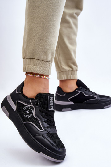 Feminino Estilo esportivo sapato Big Star LL274443 Preto e-cor cinza