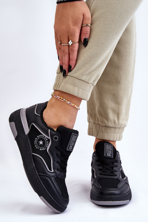 Feminino Estilo esportivo sapato Big Star LL274443 Preto e-cor cinza