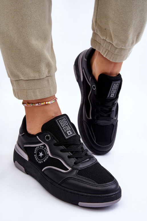Tênis femininos de estilo esportivo Big Star LL274443 nas cores preto e cinza