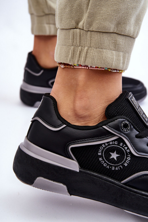 Tênis femininos de estilo esportivo Big Star LL274443 nas cores preto e cinza