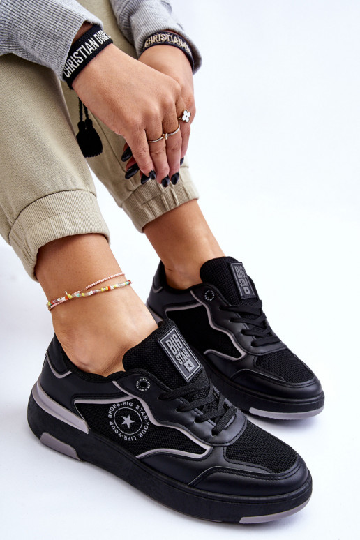 Tênis femininos de estilo esportivo Big Star LL274443 nas cores preto e cinza