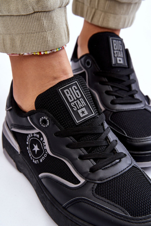 Tênis femininos de estilo esportivo Big Star LL274443 nas cores preto e cinza