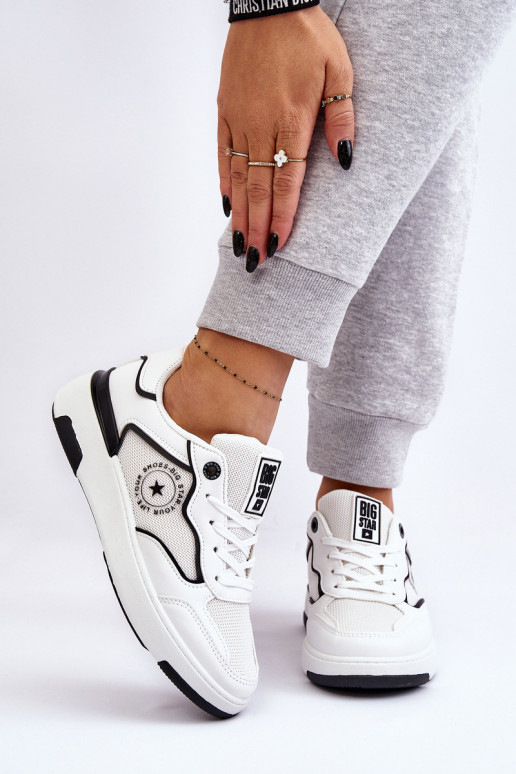 Tênis femininos de estilo esportivo Big Star LL274440 nas cores branco e preto